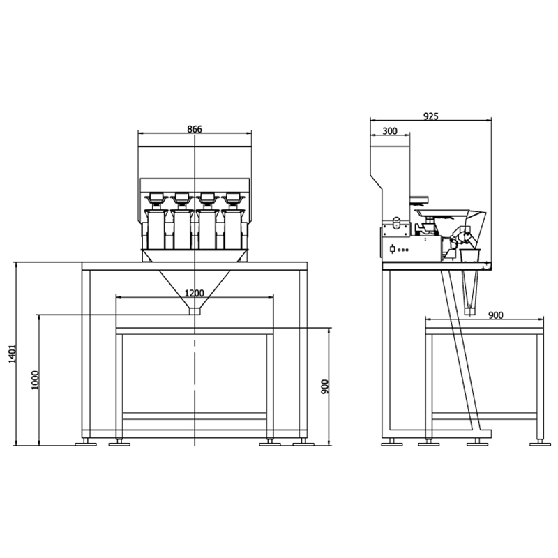 VERTIwrap platform for 2- and 4-head weighers